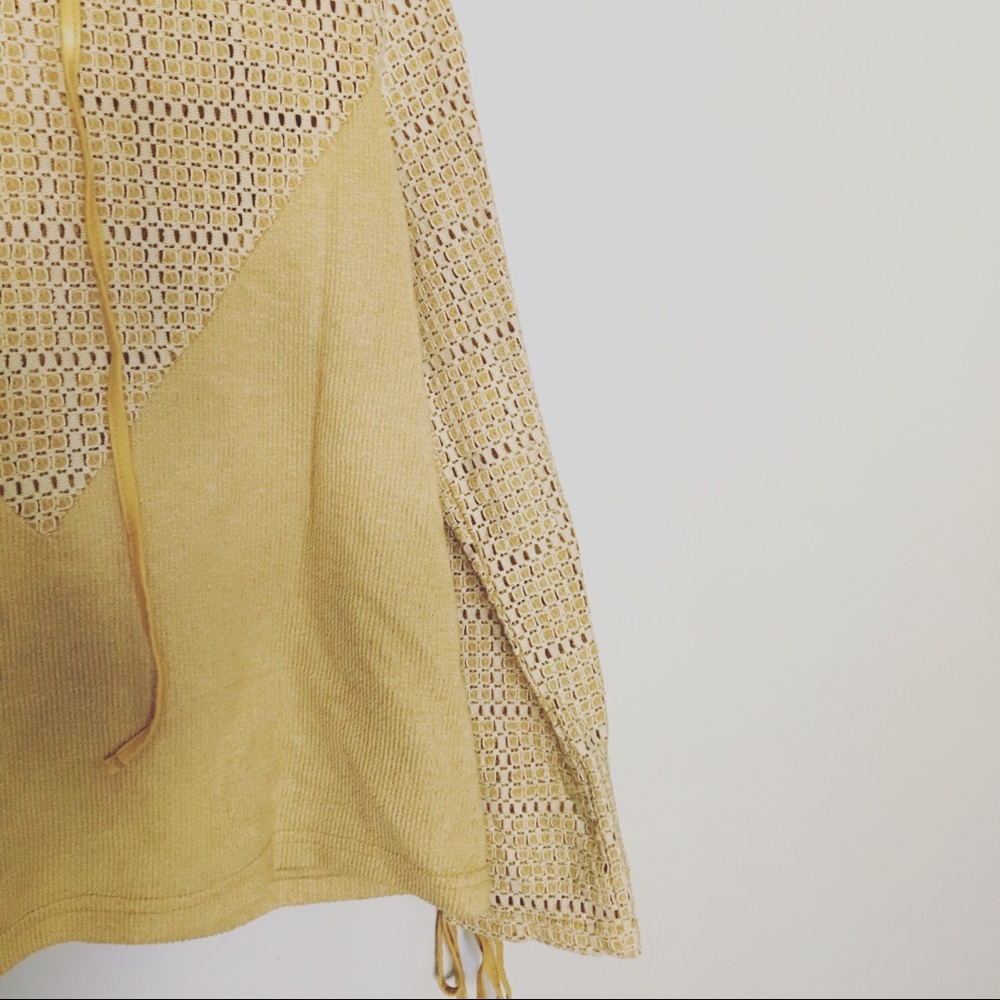 Anthro Anama Mustard Tie Sleeve Hoodie - Picture 2 of 8